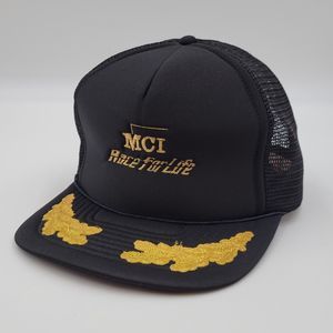 Vintage MCI Race For Life Embroidered Black Mesh Scrambled Eggs Snapback Hat Cap